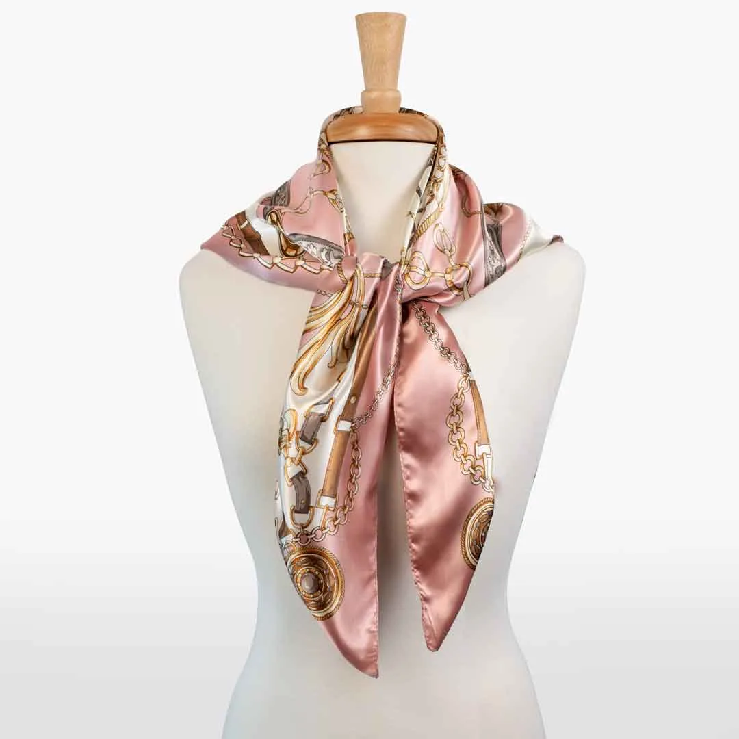Aurélie- Stylized Equestrian Pattern in Primrose Scarf
