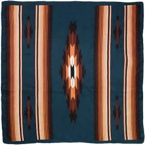Aztec Teal/Tan Silk Scarf 20" - Wyoming Traders