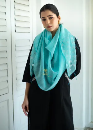 Azure Bloom Aqua Textured Scarf