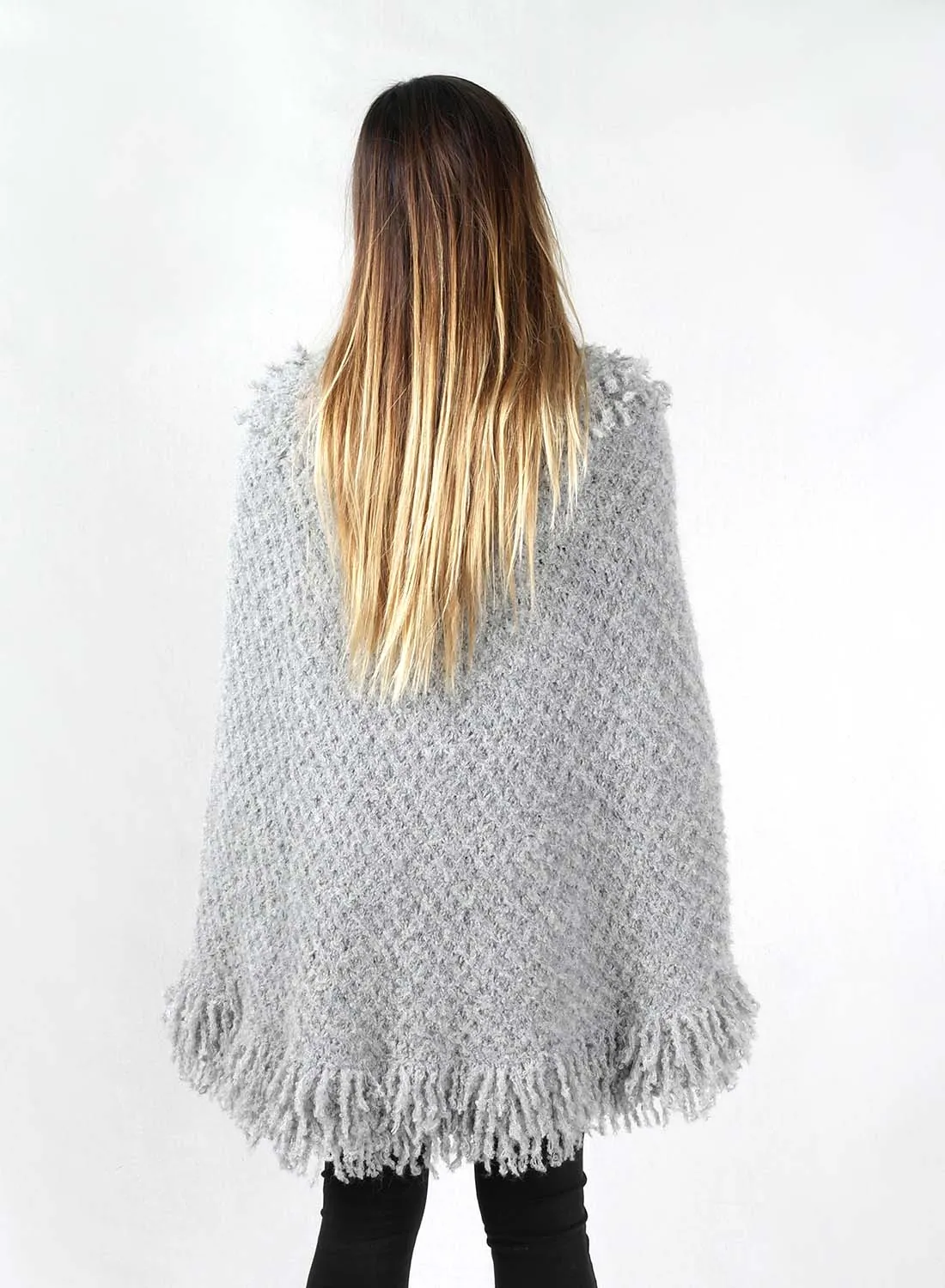 Baby Alpaca Poncho / Smoke