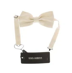 Beige Solid Silk Bowtie