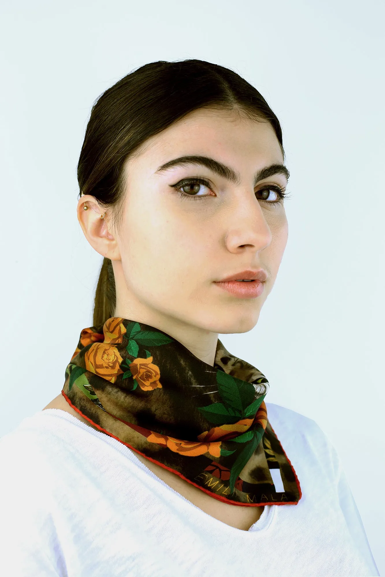 BENGAL ROSE / ORANGE Print Silk Scarf