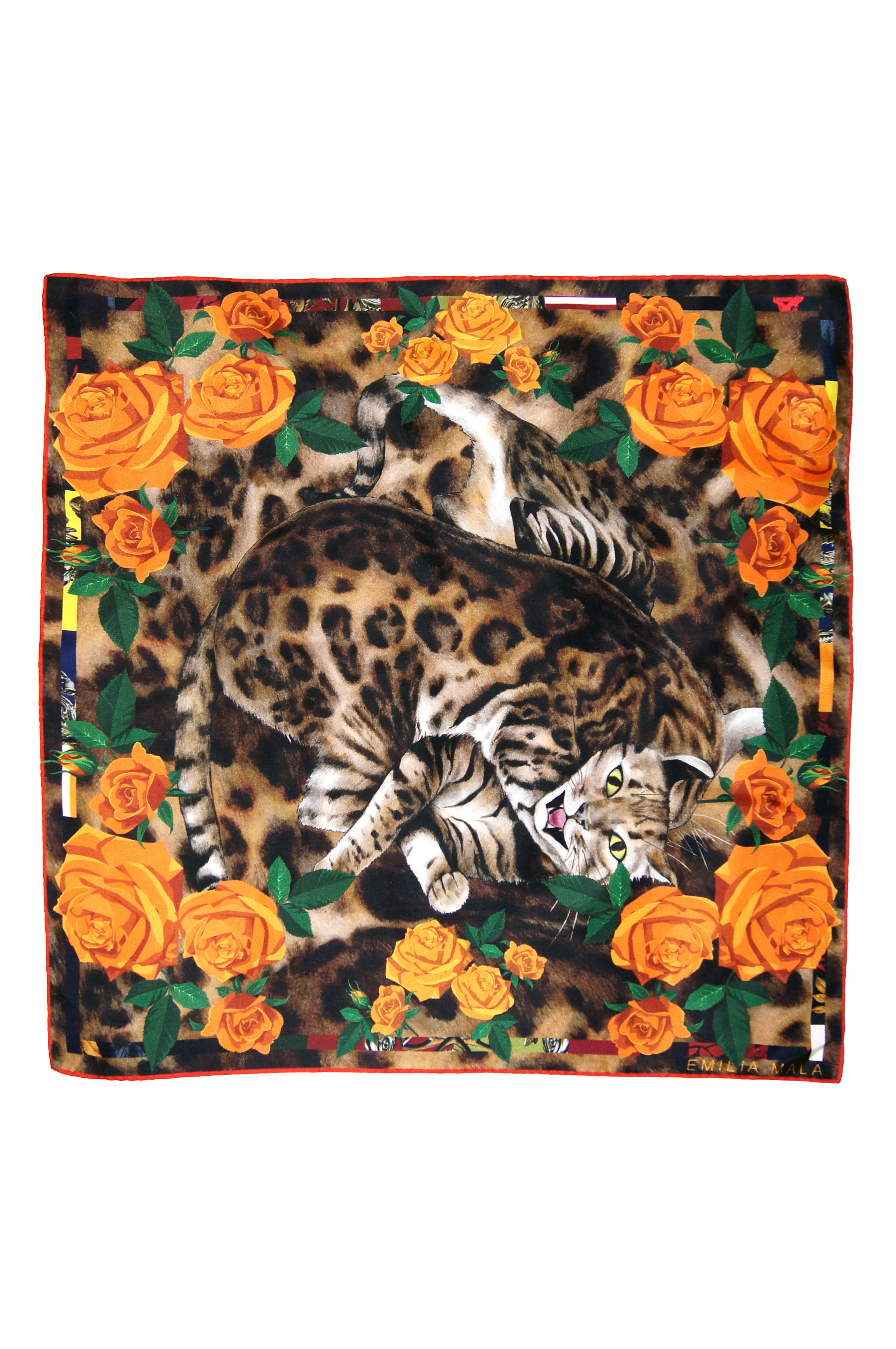 BENGAL ROSE / ORANGE Print Silk Scarf