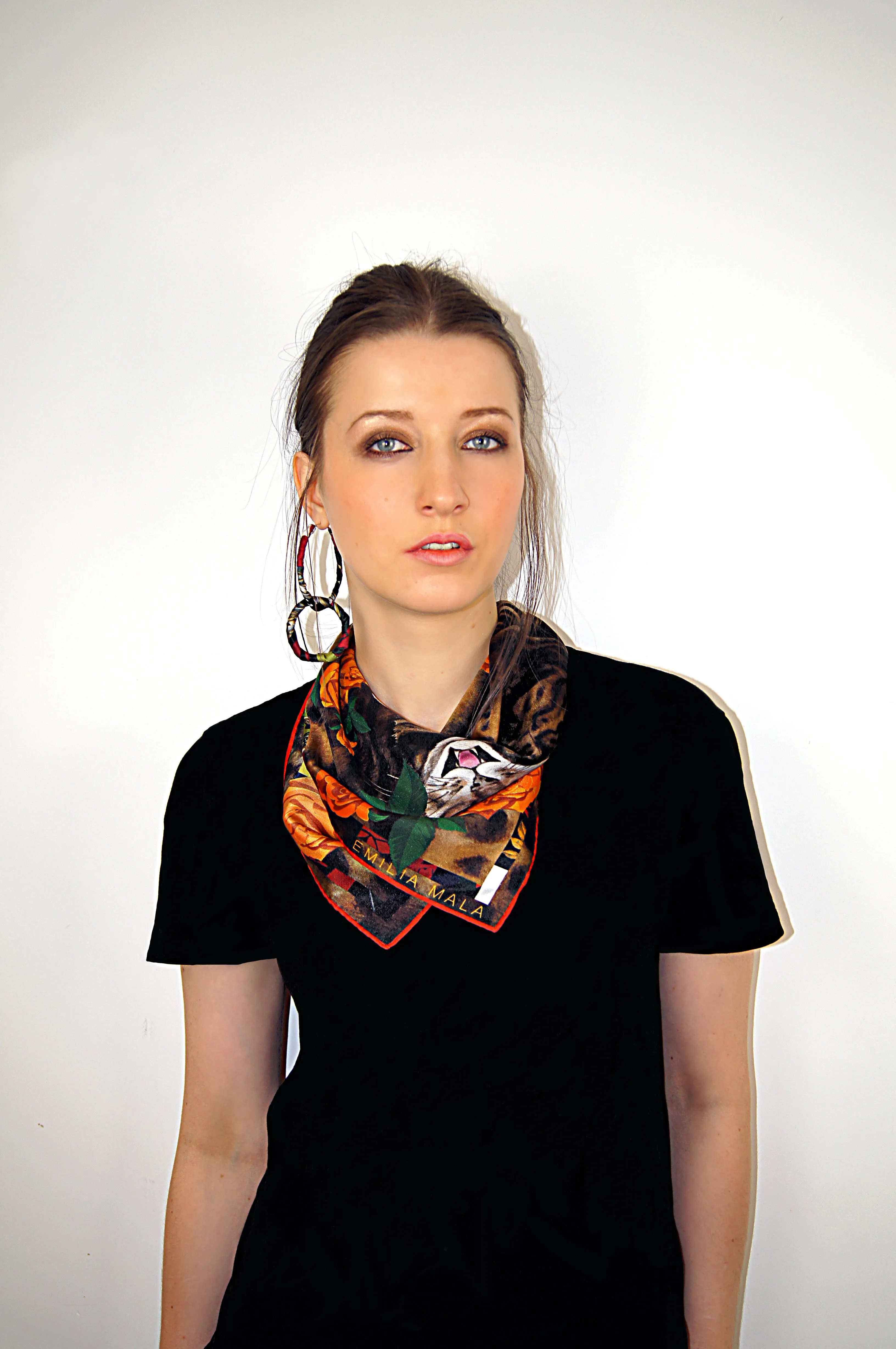 BENGAL ROSE / ORANGE Print Silk Scarf