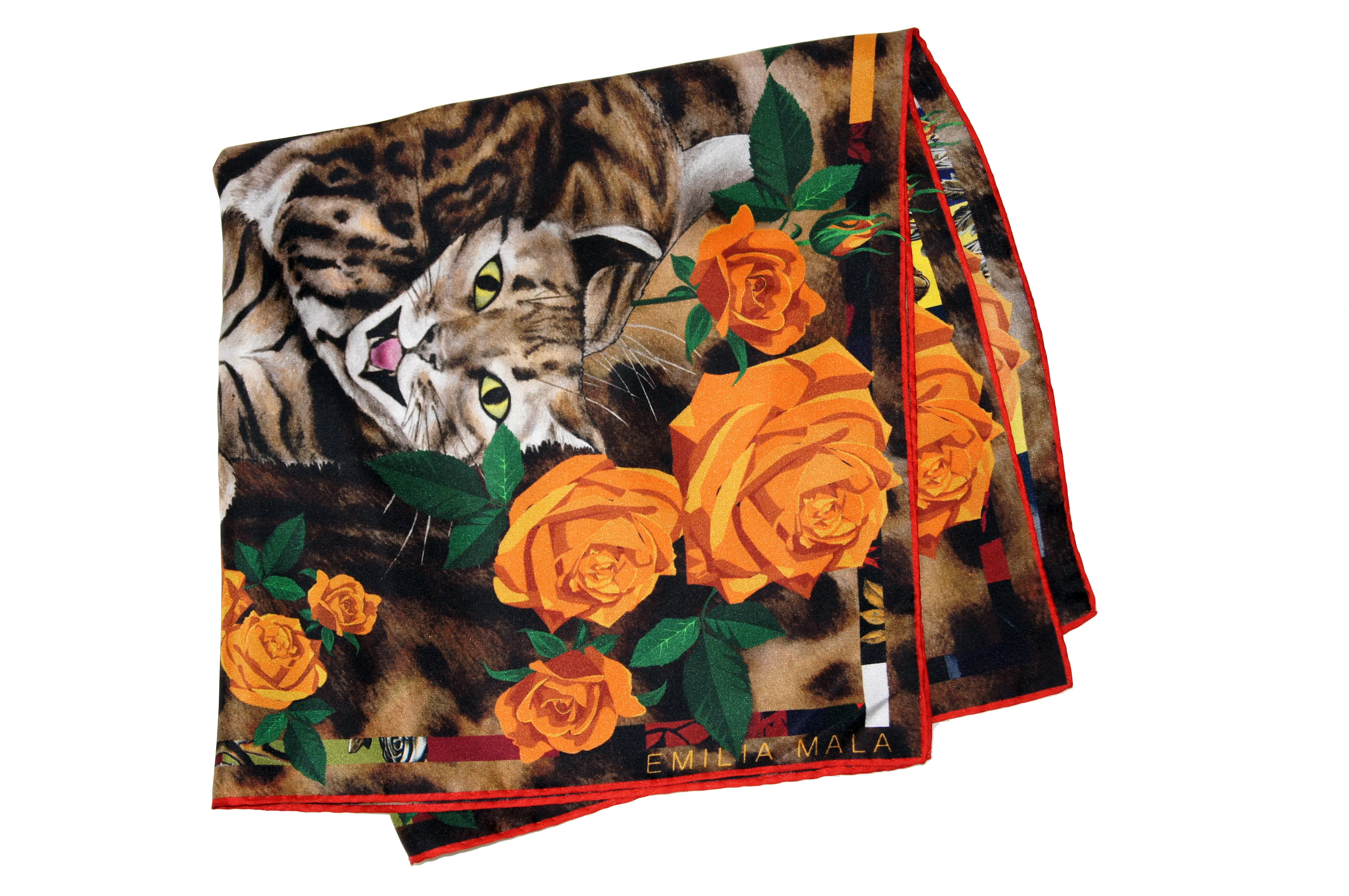 BENGAL ROSE / ORANGE Print Silk Scarf