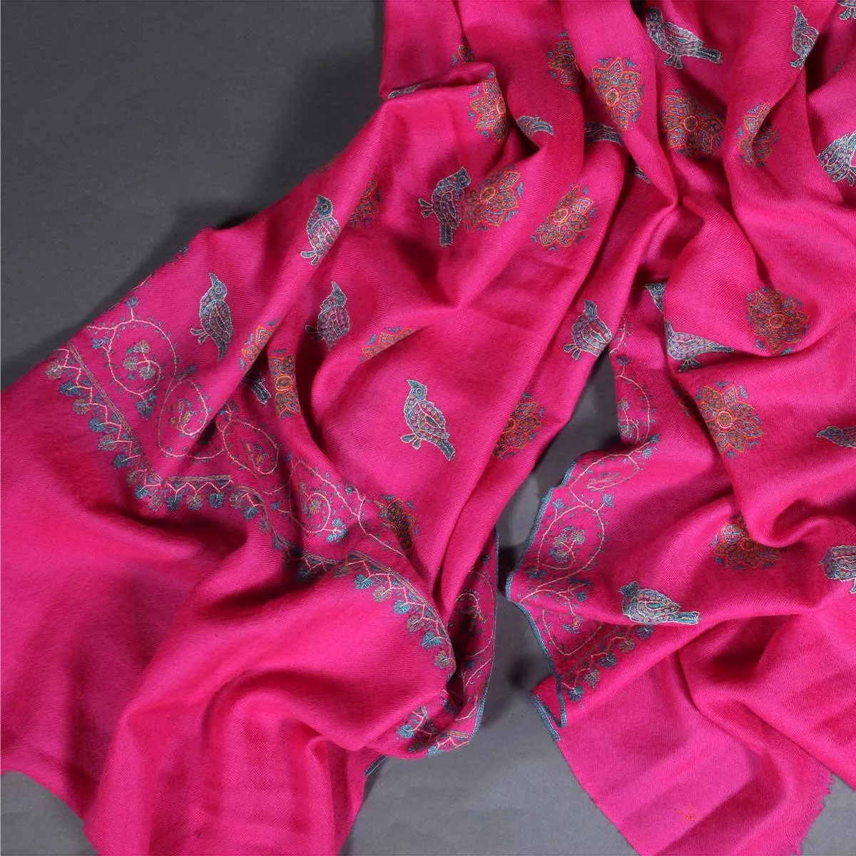 Birds Design Sozni Embroidered Pashmina Stole