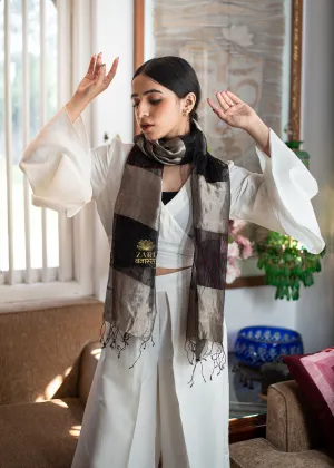 Black & Grey Red Thread Scarf