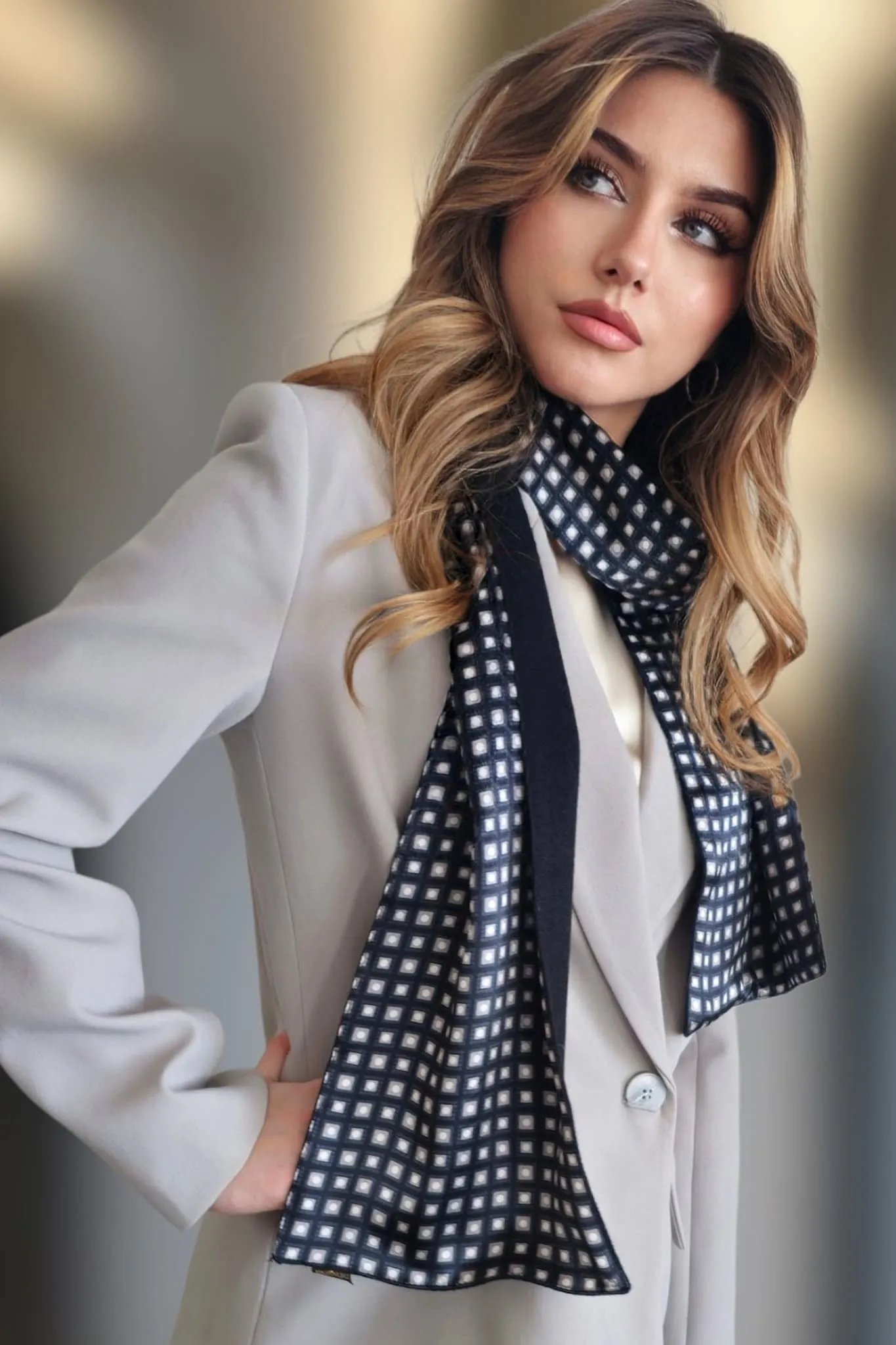 Black and Grey Luxury Silk Scarf