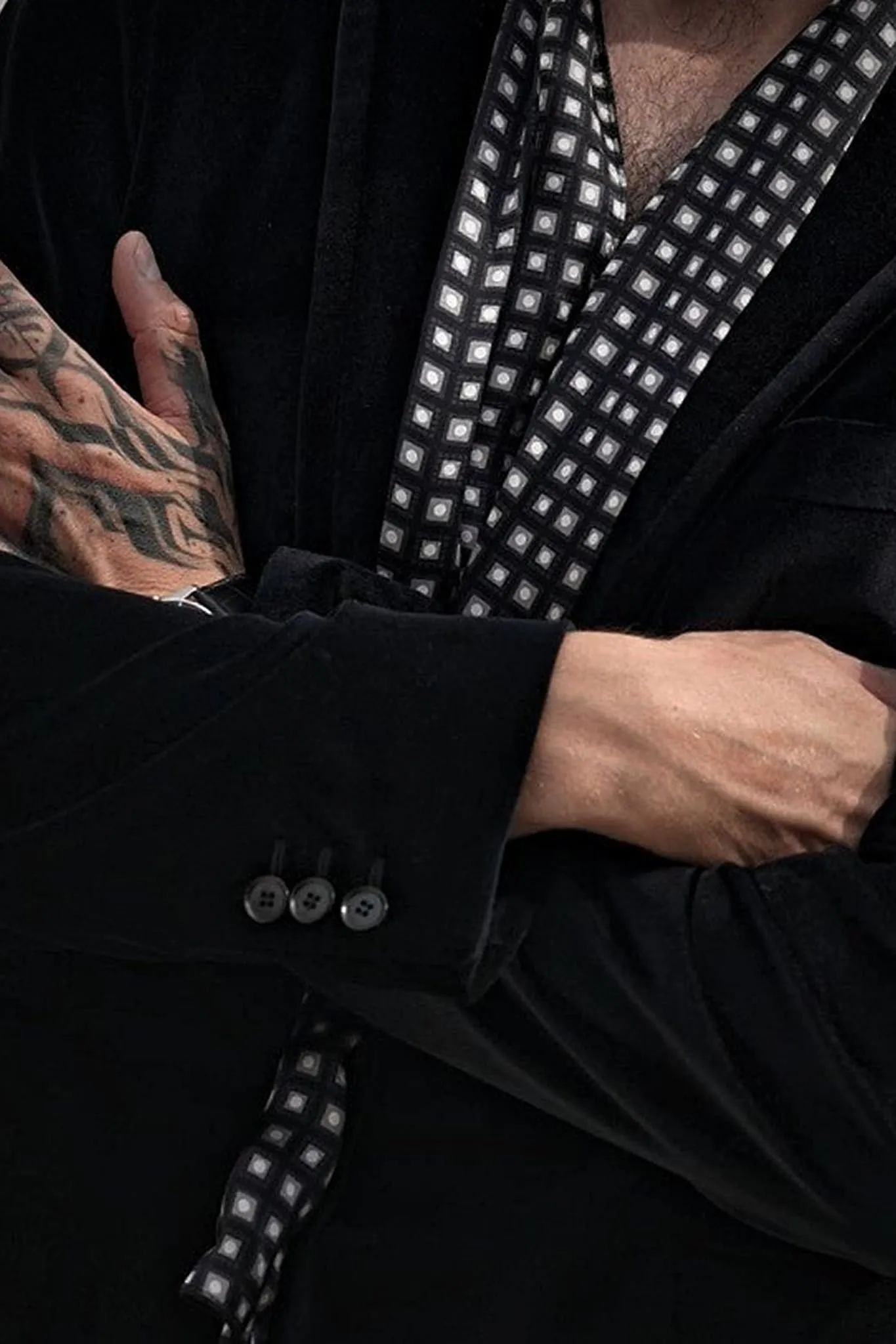 Black and Grey Luxury Silk Scarf