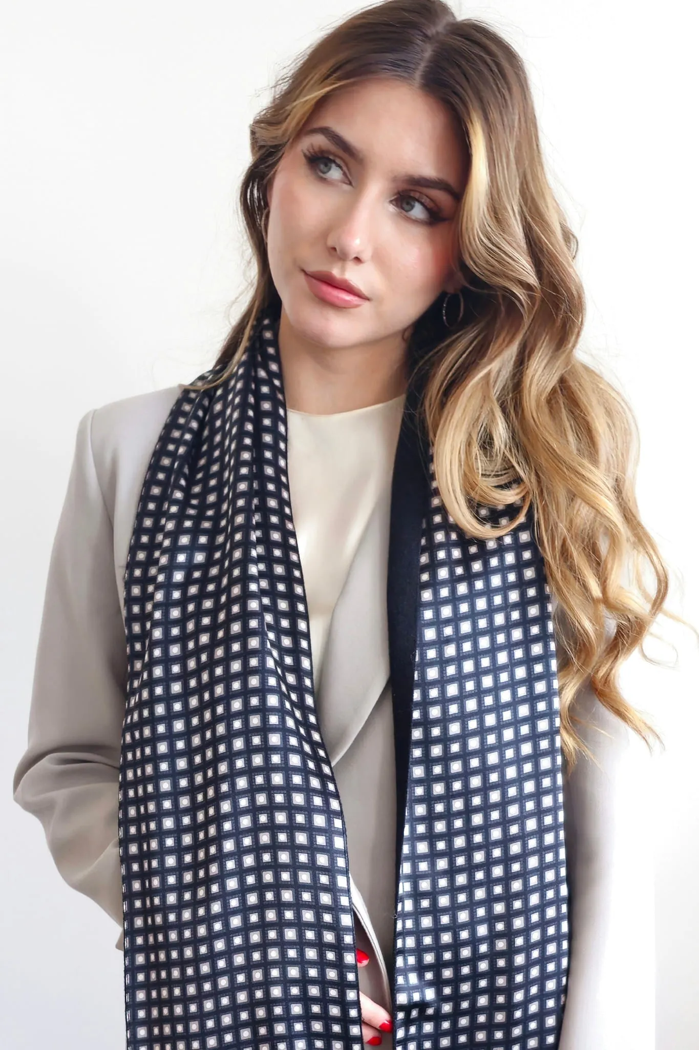 Black and Grey Luxury Silk Scarf