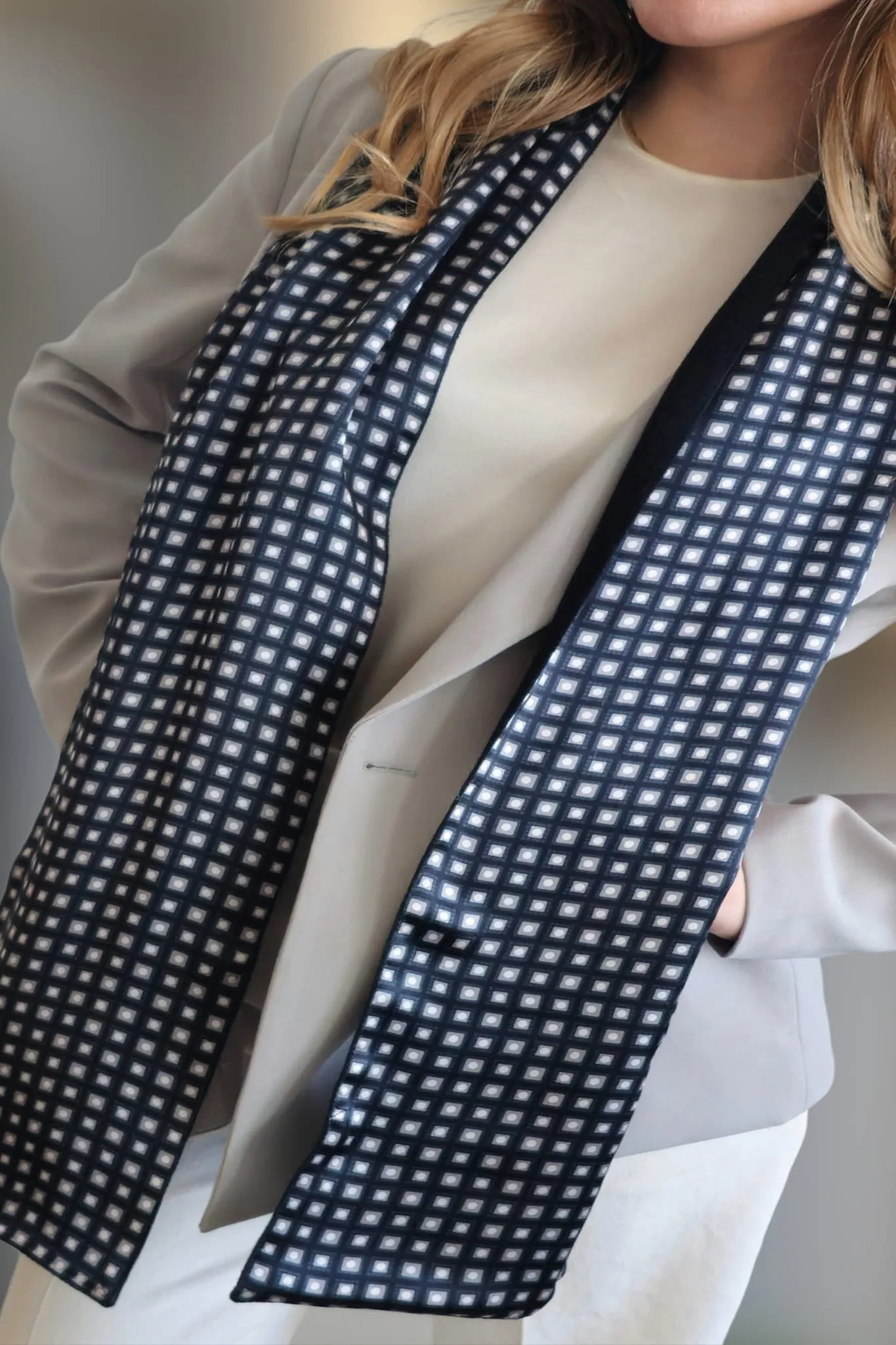 Black and Grey Luxury Silk Scarf