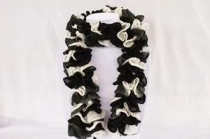 Black and White Ruffle Scarf, Handmade Scarf, Winter Scarf, Long Scarf