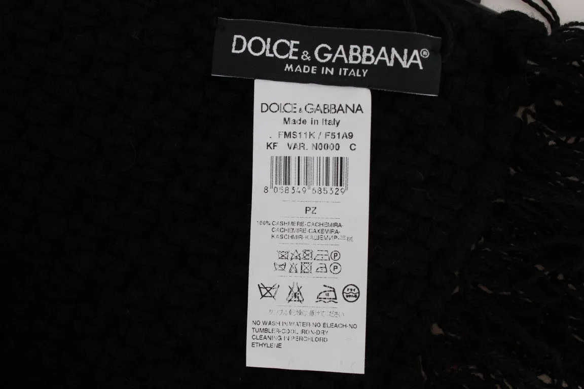 Black Cashmere Knitted Scarf
