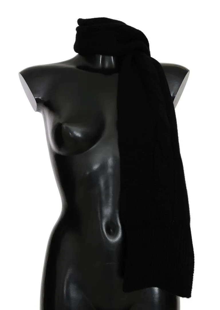 Black Cashmere Knitted Scarf