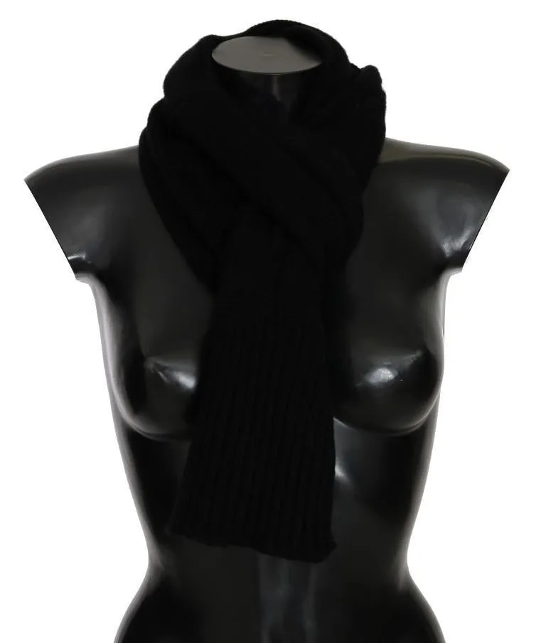 Black Cashmere Knitted Scarf