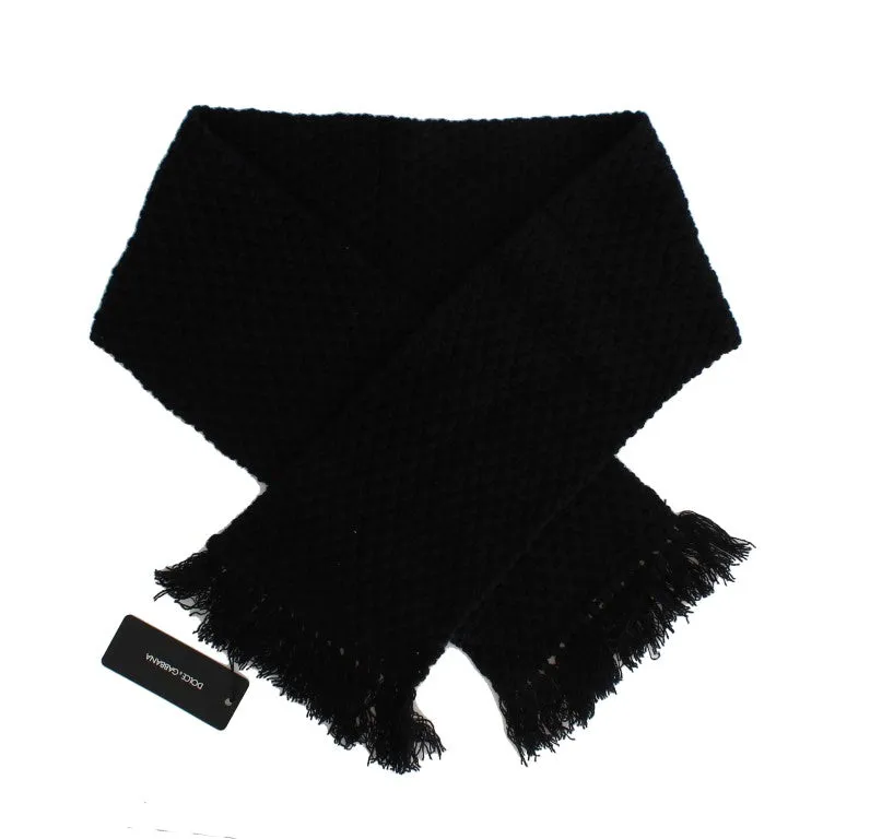 Black Cashmere Knitted Scarf
