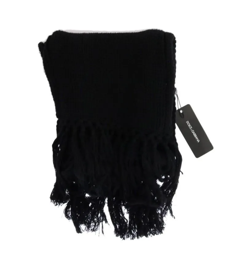 Black Cashmere Knitted Scarf