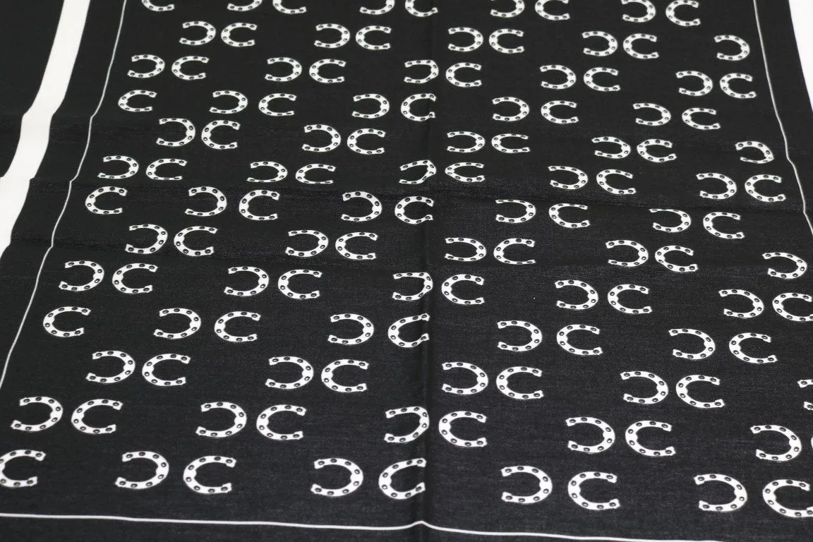 Black Cotton Sicilian Western Pattern Scarf