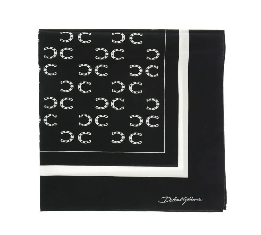 Black Cotton Sicilian Western Pattern Scarf