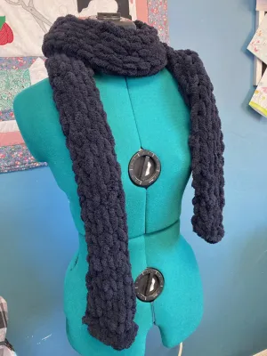 Black Finger Knitted Scarf (extra wide)