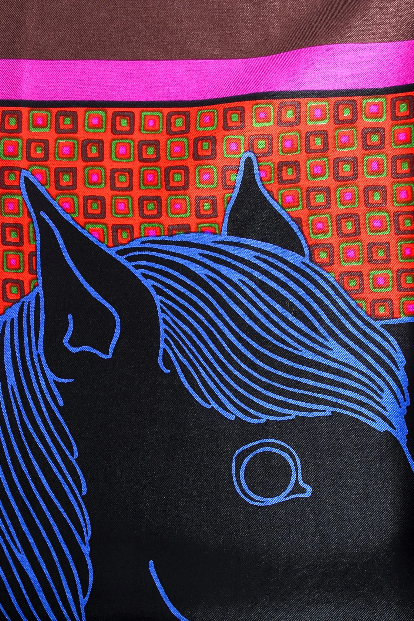 Black Foal Print Silk Scarf