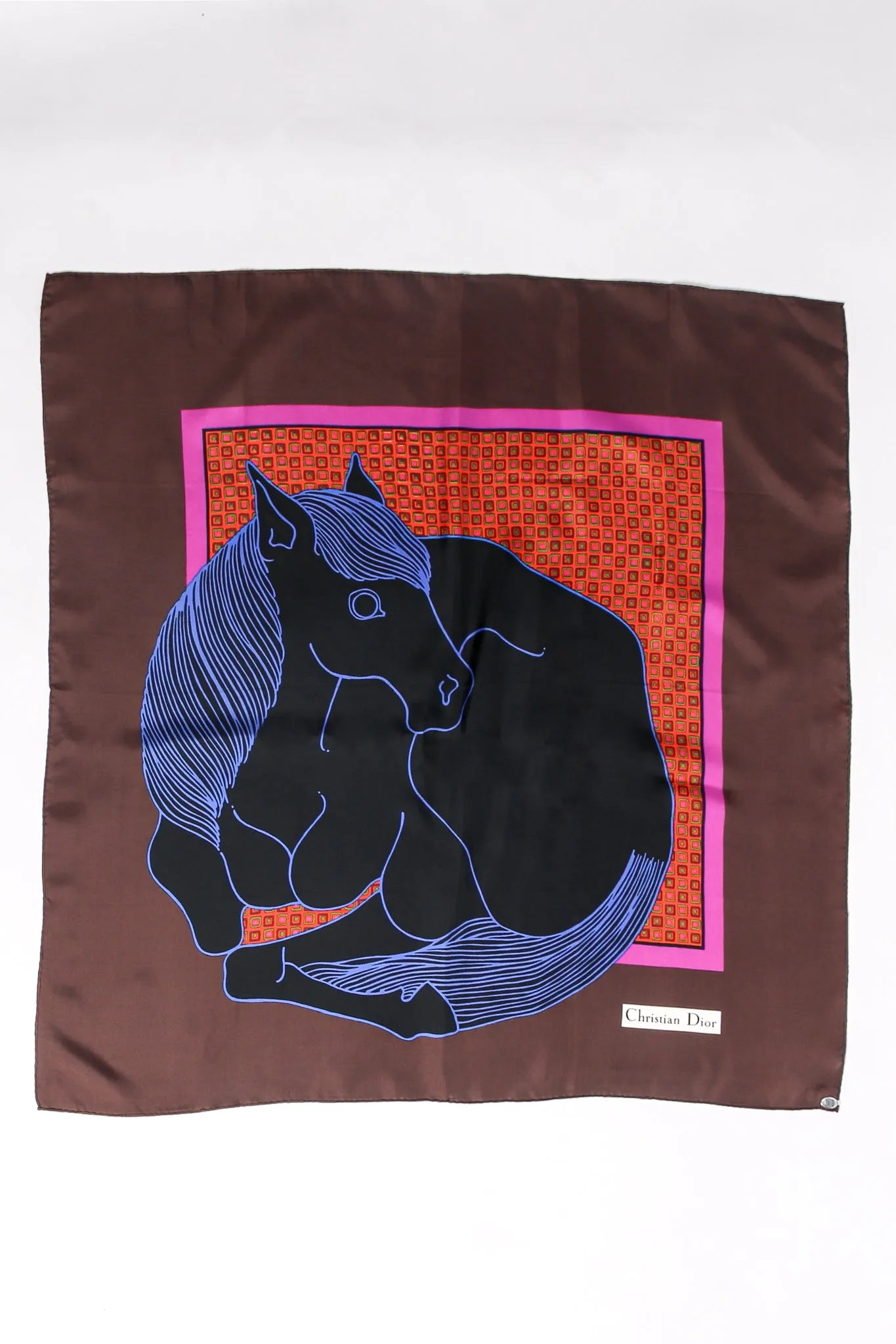 Black Foal Print Silk Scarf