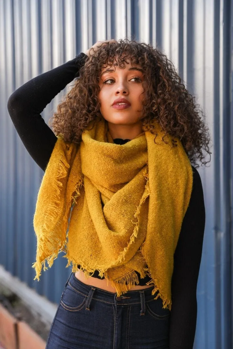 Black Mohair Scarves For Women, Solid Color Winter Scarf