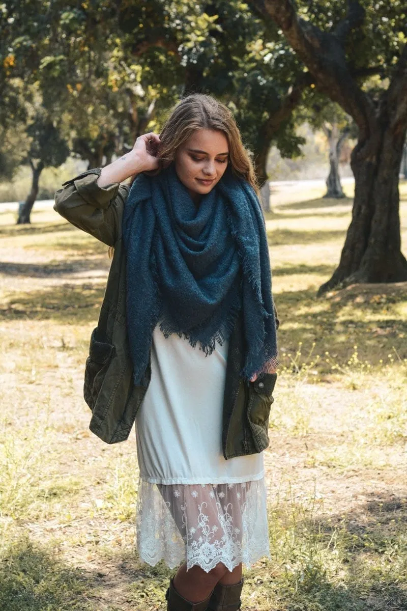 Black Mohair Scarves For Women, Solid Color Winter Scarf