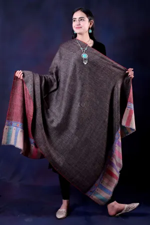 Black Paldar Sozni Embroidered Handwooven Pashmina shawl