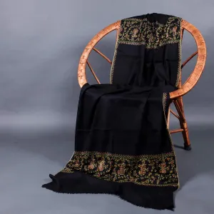 Black Paldar Sozni Embroidered Stole