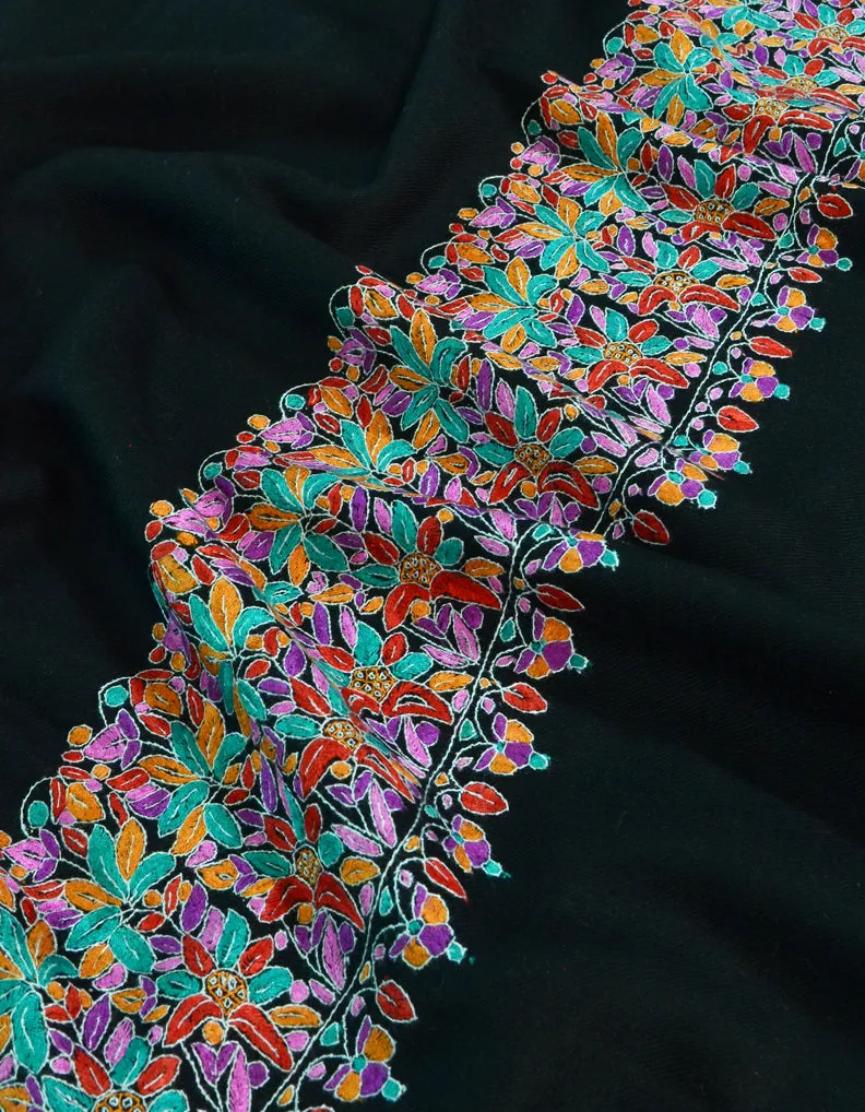 Black Pashmina Shawl With Papermachie Work 5388