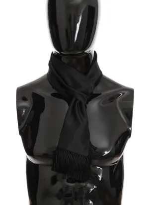 Black Silk Fringes Scarf