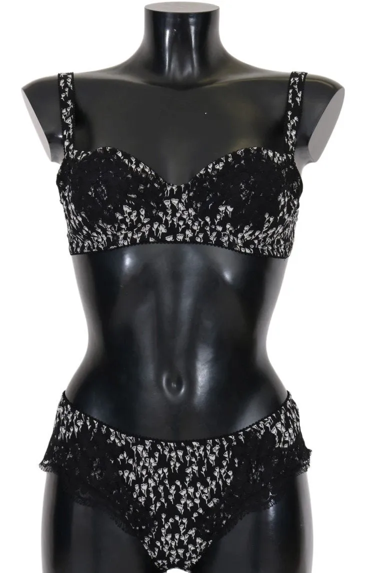 Black Silk White Lace Stretch Underwear
