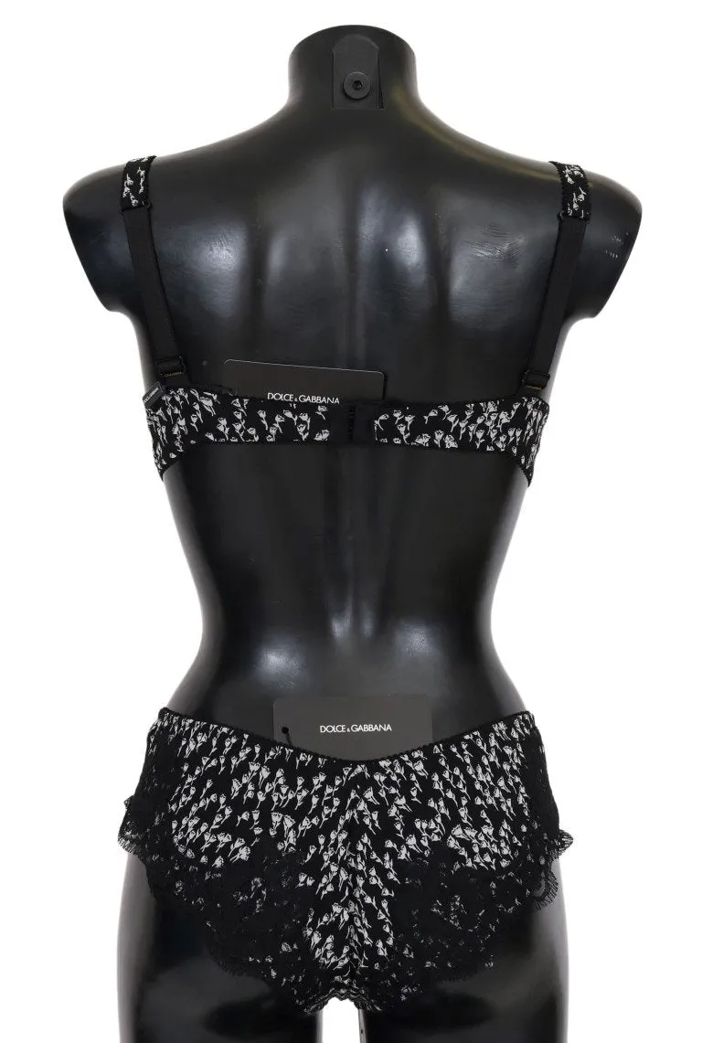 Black Silk White Lace Stretch Underwear