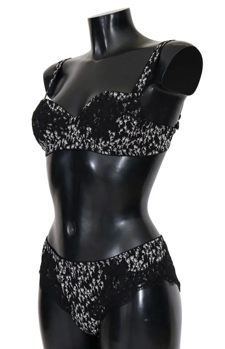 Black Silk White Lace Stretch Underwear