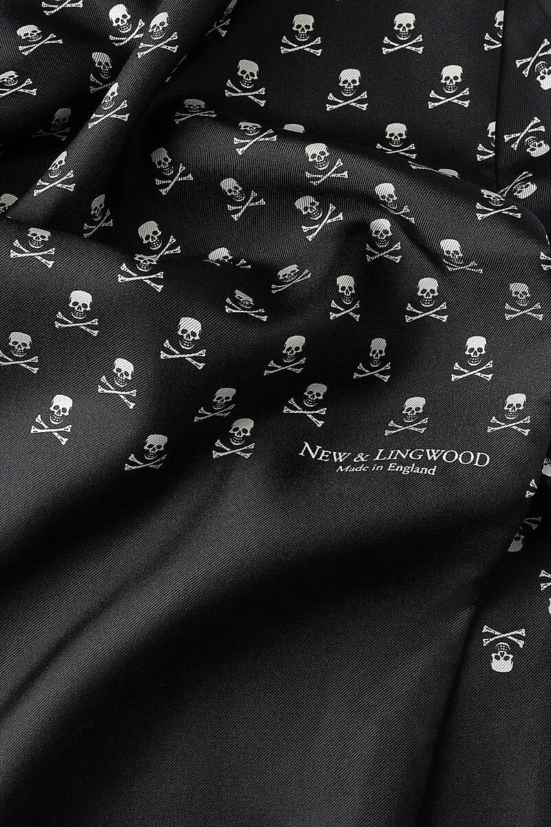 Black Skull & Crossbones Silk Scarf