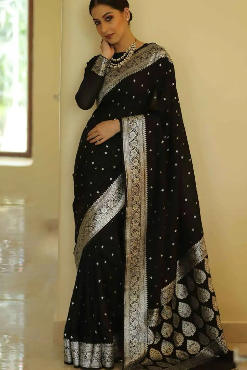 Black Soft Silk Saree with blouse