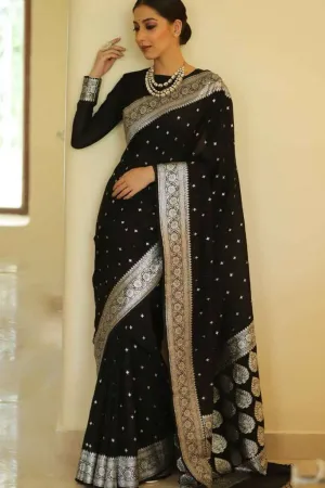 Black Soft Silk Saree with blouse