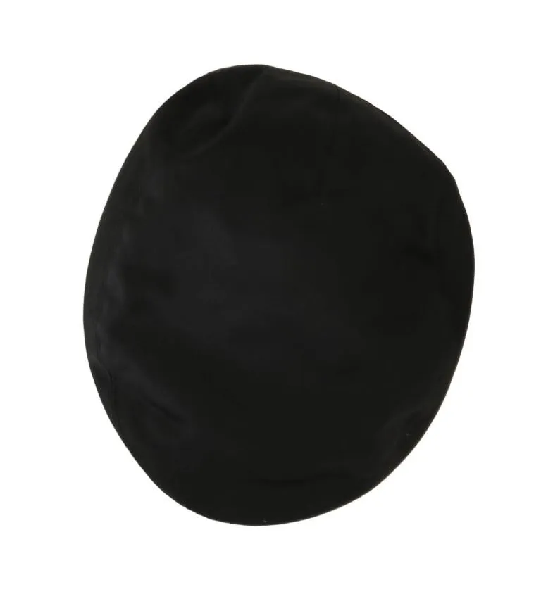 Black Solid Silk Newsboy Hat