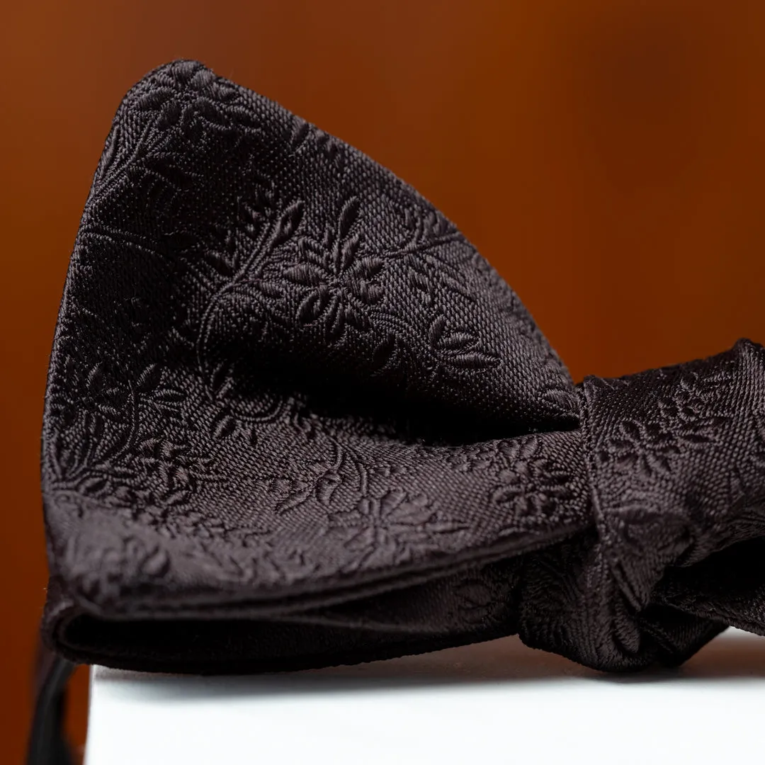 Black Subtle Floral Silk Bow Tie