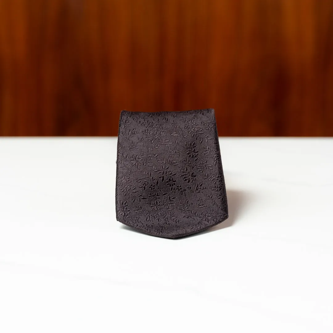 Black Subtle Floral Silk Necktie