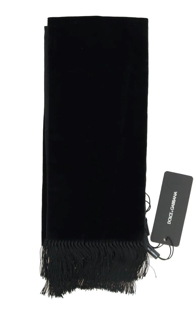 Black Velvet Fringes Scarf
