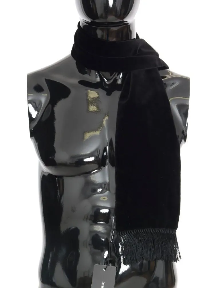 Black Velvet Fringes Scarf