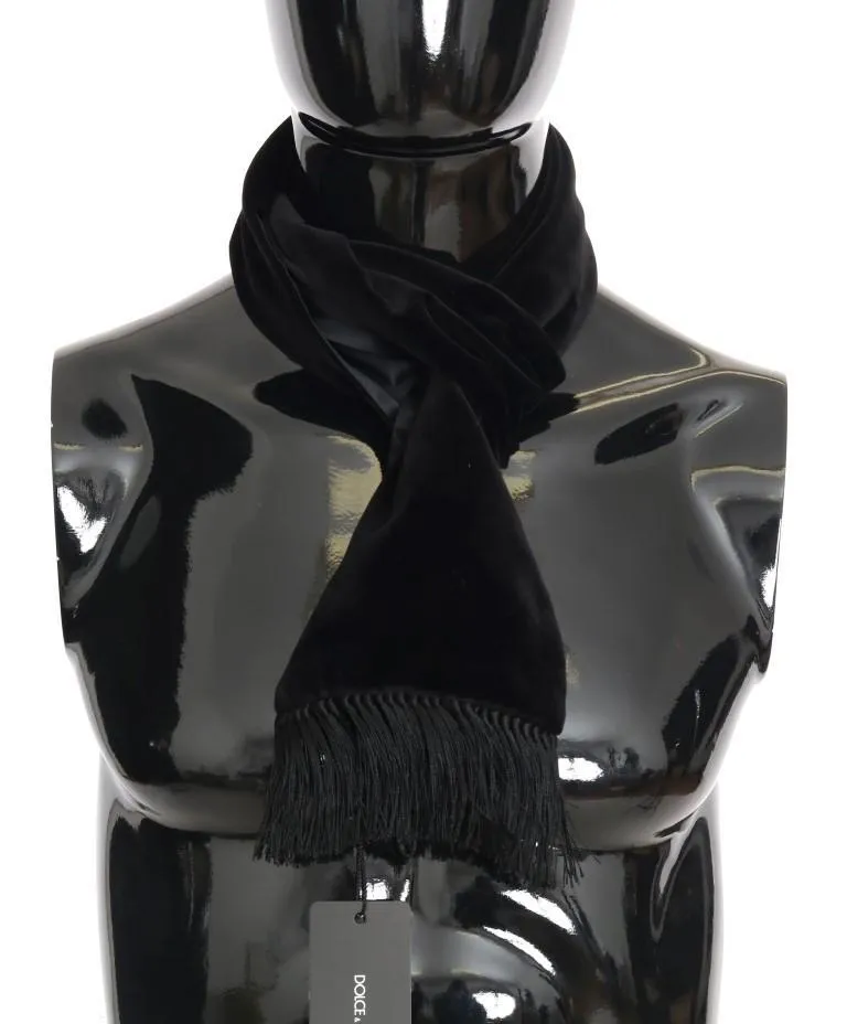 Black Velvet Fringes Scarf