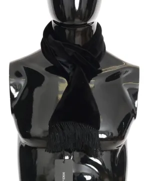 Black Velvet Fringes Scarf
