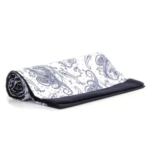 Black White Paisley Mens Silk Scarf - Designer neck scarf for winters