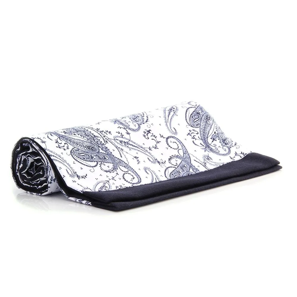 Black White Paisley Mens Silk Scarf - Designer neck scarf for winters