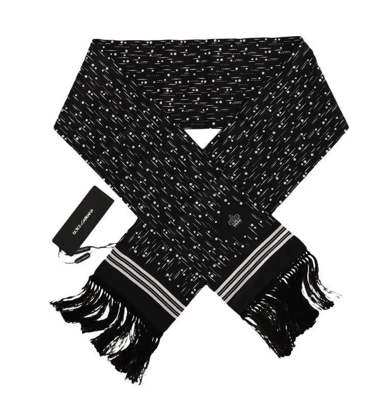 Black White Silk Scarf