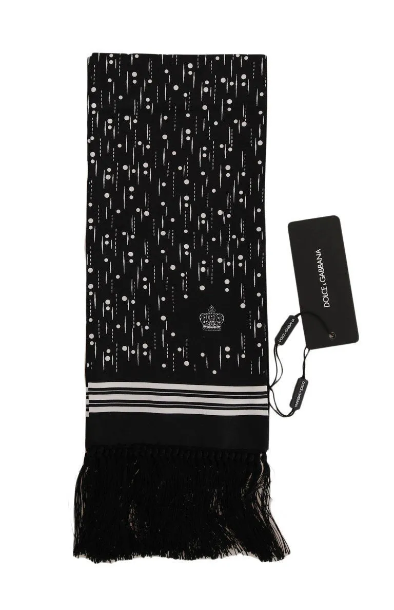 Black White Silk Scarf