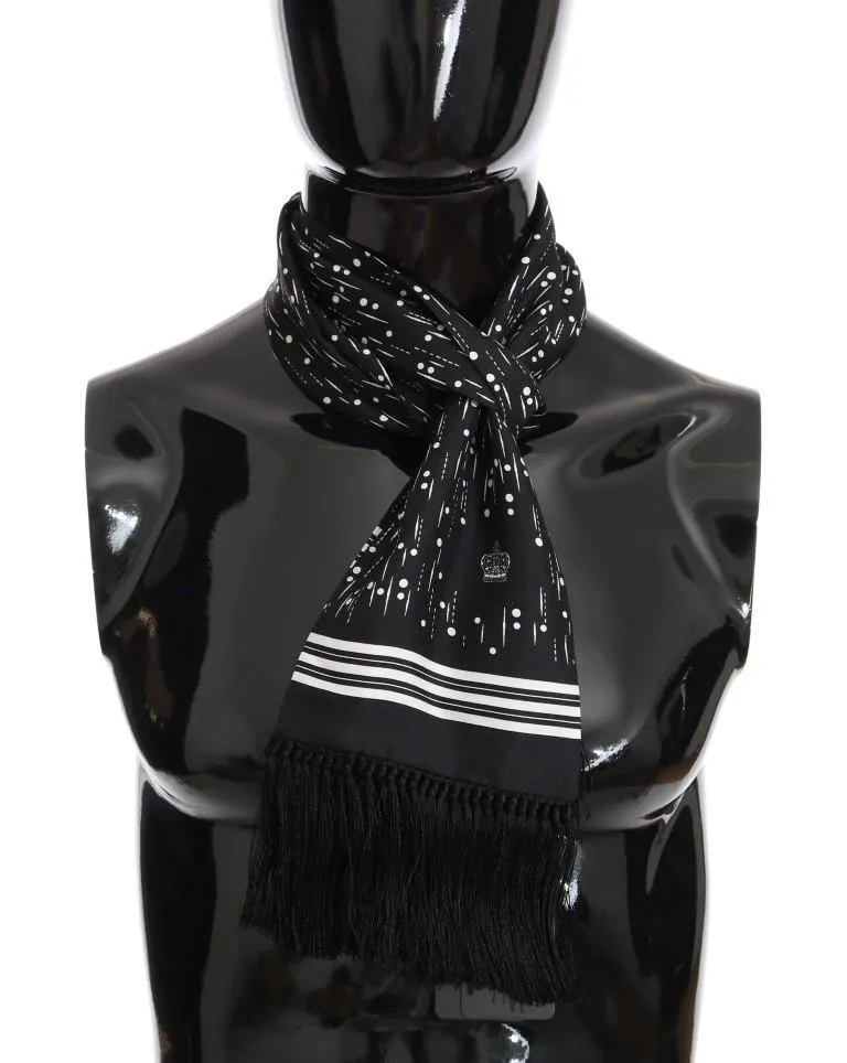 Black White Silk Scarf